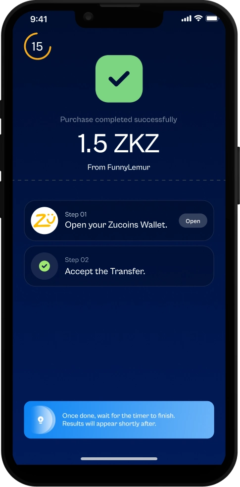Avg trade settlement preview on an iPhone 13