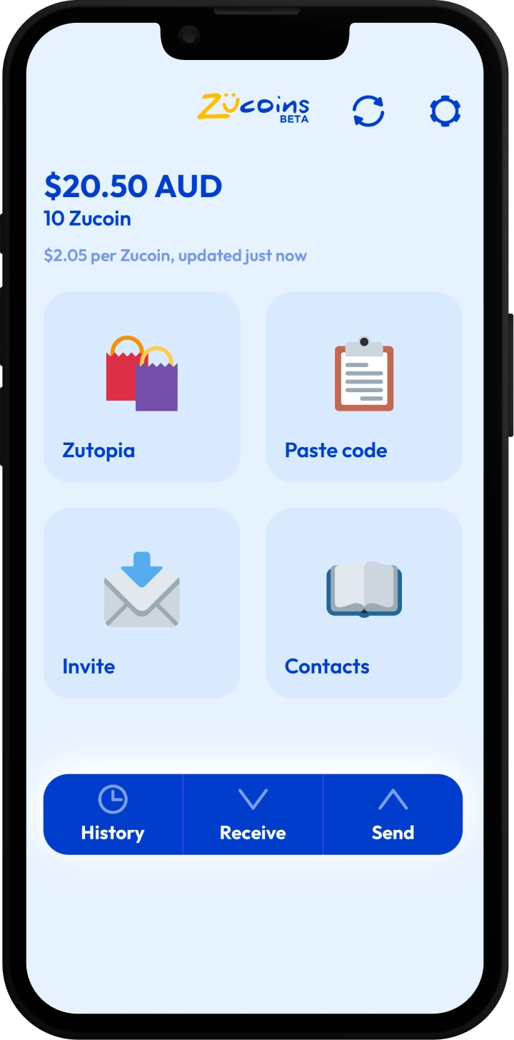 The Zucoins wallet app